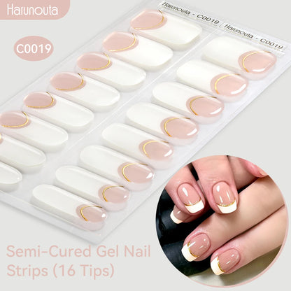 Gradient Auroras Semi Cured Gel Nail Strips Sparkly Shinning DIY Gel Polish Stickers for Nails Works with UV/LED Nail Lamps -