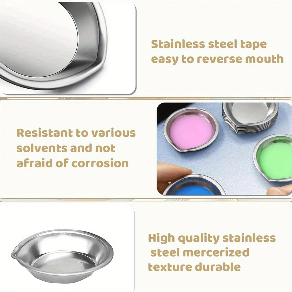 5/10/20pcs Durable Stainless Steel Paint Palette Set,Round Mixing Trays for Artists - Metal Art Supplies for Home and School 