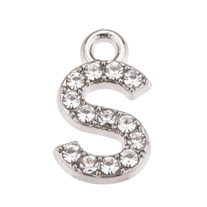 10/26pcs Silver Color Alloy Crystal Mini Alphabet 26 Letter Charms Pendants for Women Necklace Earring Jewelry Accessories - 