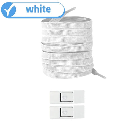 New Without Ties Elastic Laces No Tie Shoe Laces Press Lock Shoelaces Sneaker Kids Adult 8MM Widened Flat Shoelace for Shoes 