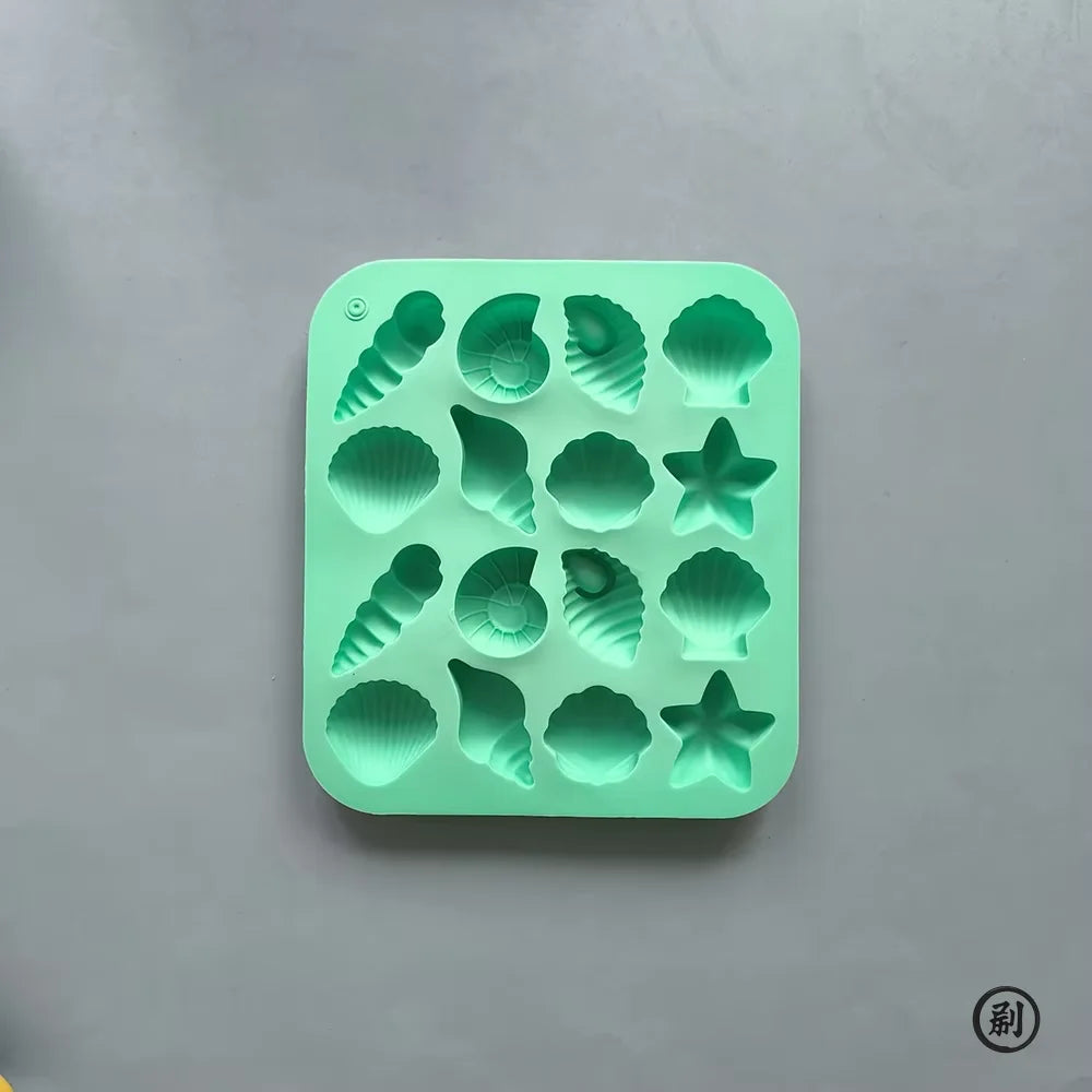 Chocolate Silicone Mold Shell Marine Animal Shape Candy Pudding Cake Decoration Mold 3D 16-Cavity - 013green