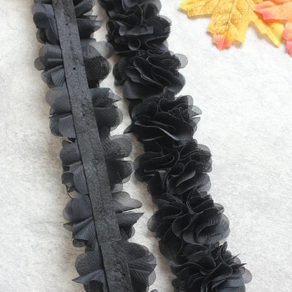 1 Yard Width 5cm 3D Chiffon Flowers Lace Trim Multicolor DIY Lace Ribbon Decor Clothes Accessories Craft Sewing Fabric Suppli