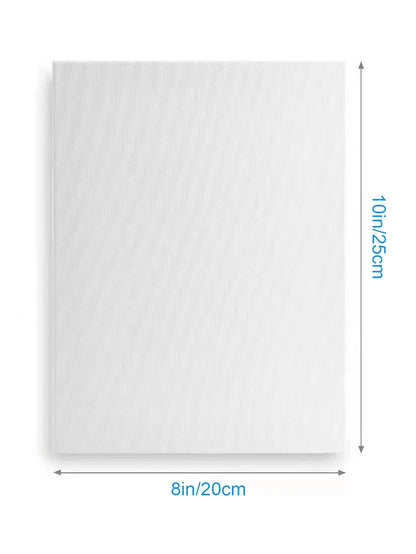 4pcs Stretched Canvas, 8 x 10 Inches ( 20 x 25 cm) Square Blank Canvases, 100% Cotton Canvases for Painting, 8 oz Gesso-Prime