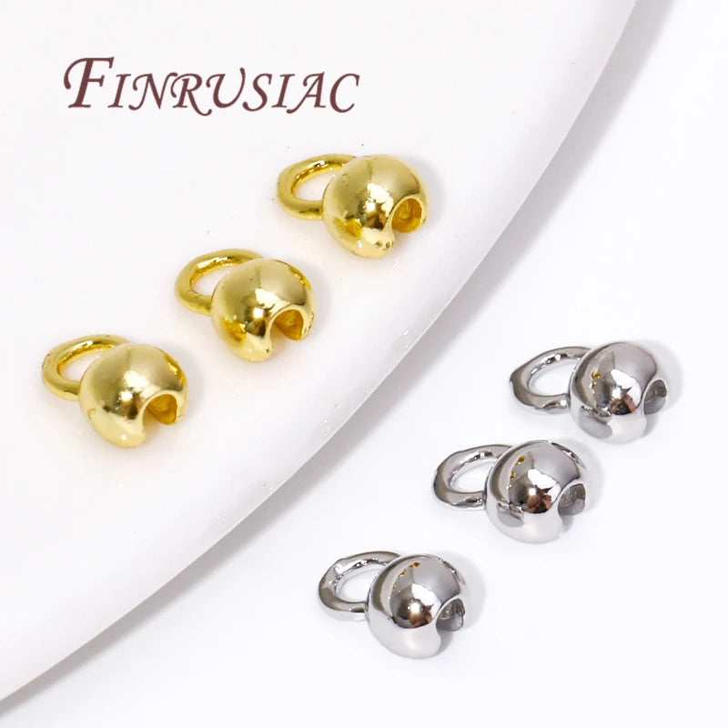 10/20Pcs 18k Real Gold Plated End Cap For Jewelry,Crimp Beads,Jewelry Making Materials,Clam Shell Bead Tip,DIY Accessories