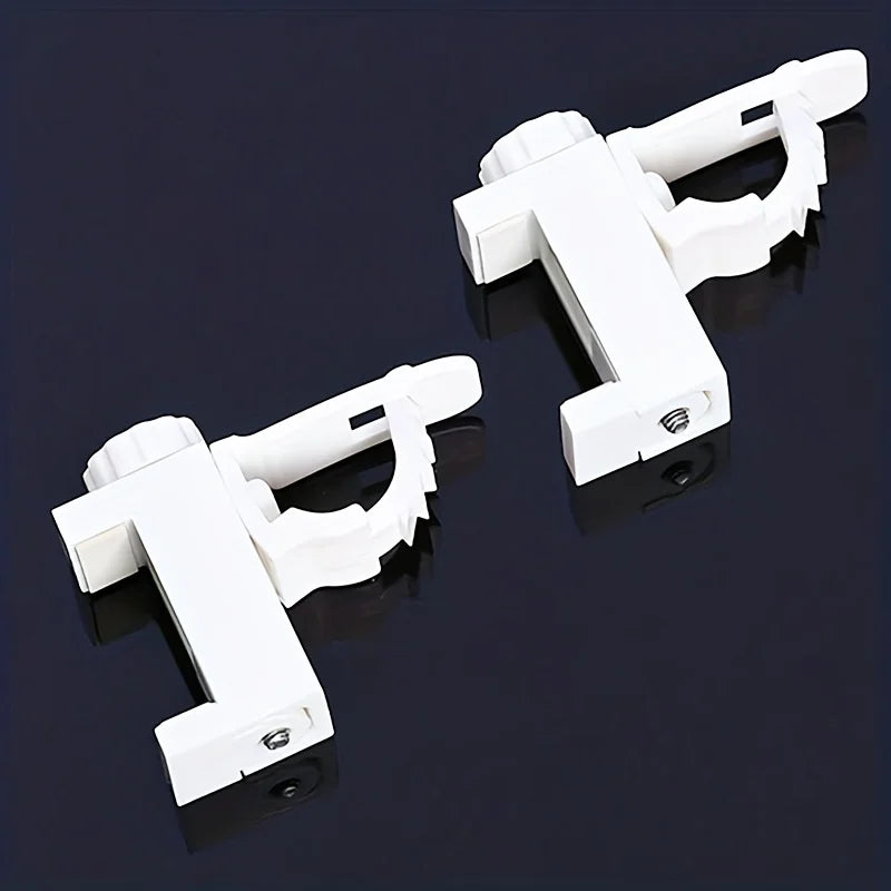 2pcs/set Space-Saving Curtain Rod Brackets - Easy Install, Durable Metal Wall Hooks for Home Decor - WHITE