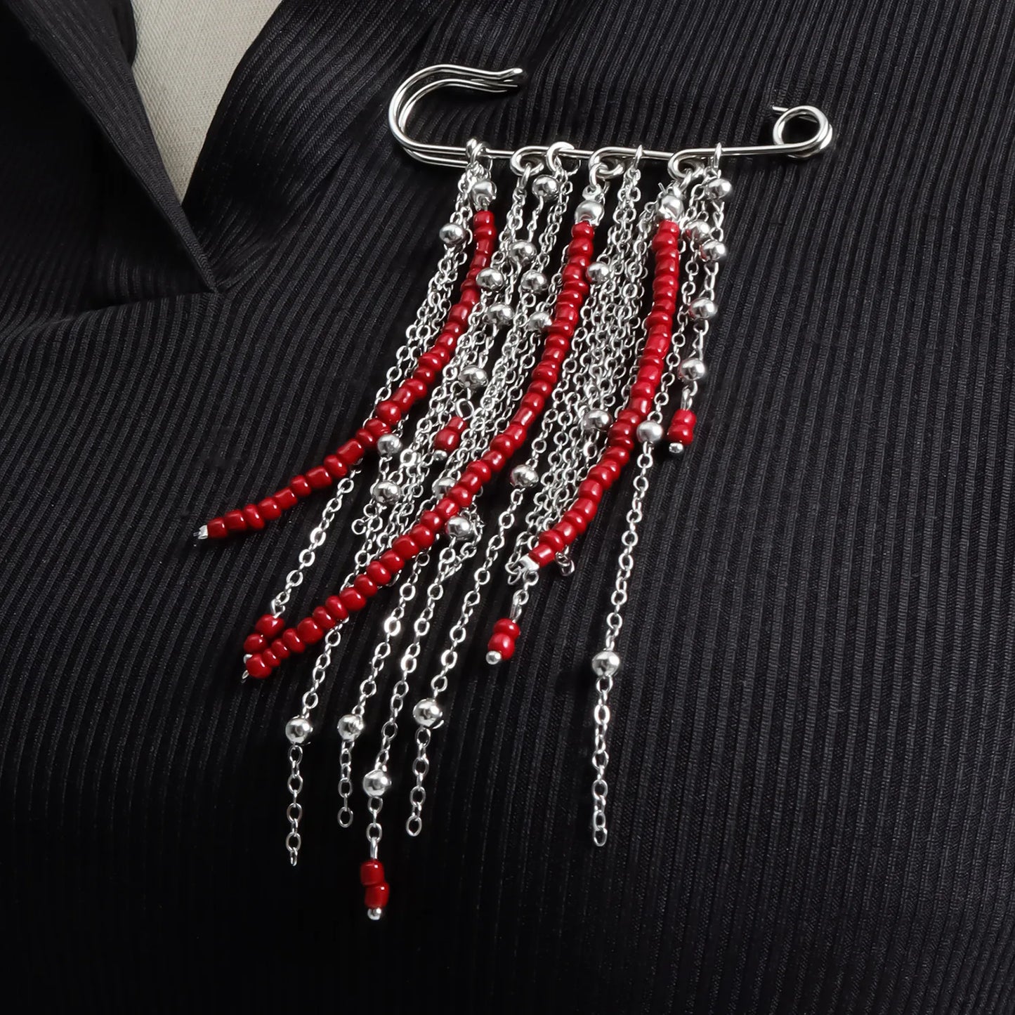 Accessory Personalized Suit Anti-Flash Bead Necklace Pin Hanging Ornament Ins Waterproof Crystal Tassel Chain Brooch - ZW2152