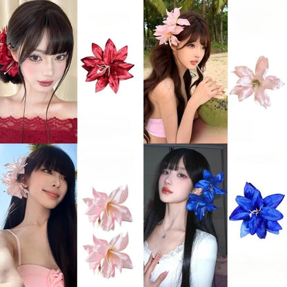 Retro Lily Flower Hairpin Valentine Headwear Girl Aesthetic Side Clip Hair Accessories Artificial Floral Hair Clip Festival G