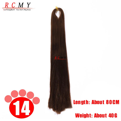 BJD SD Doll 80CM/40 White Black Hair Row Milk Silk Anti-Mohair Wig Handmade Hook Transplant Material for Girls and Boys Hair 