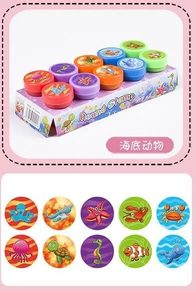 10pcs Assorted Stamps for Self-ink Stamps Toy Stamps Smiley Face Seal Scrapbooking DIY Painting Photo Album Decoration