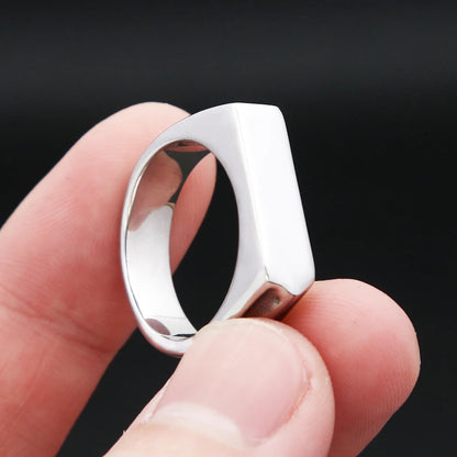 Fashion 316L Stainless Steel Simple Rings For Men Women Punk Hip Hop Square Band Flat Top Signet Ring Charm Party Jewelry Gif