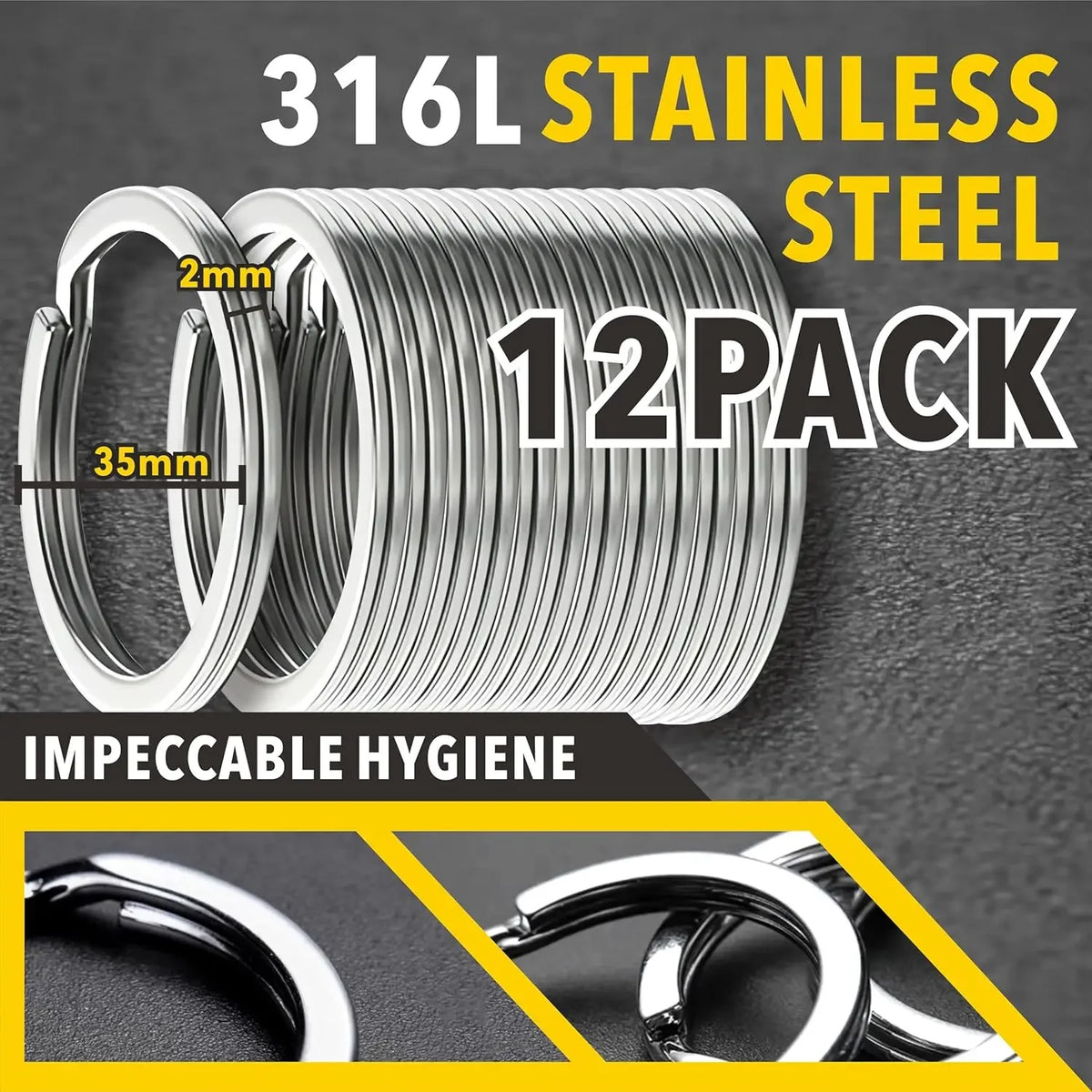 10-30pcs Stainless Steel Key Rings Polished Silver Round Flat Wire Split Key Ring for Jewellery Making Car Keyring DIY 25-35m