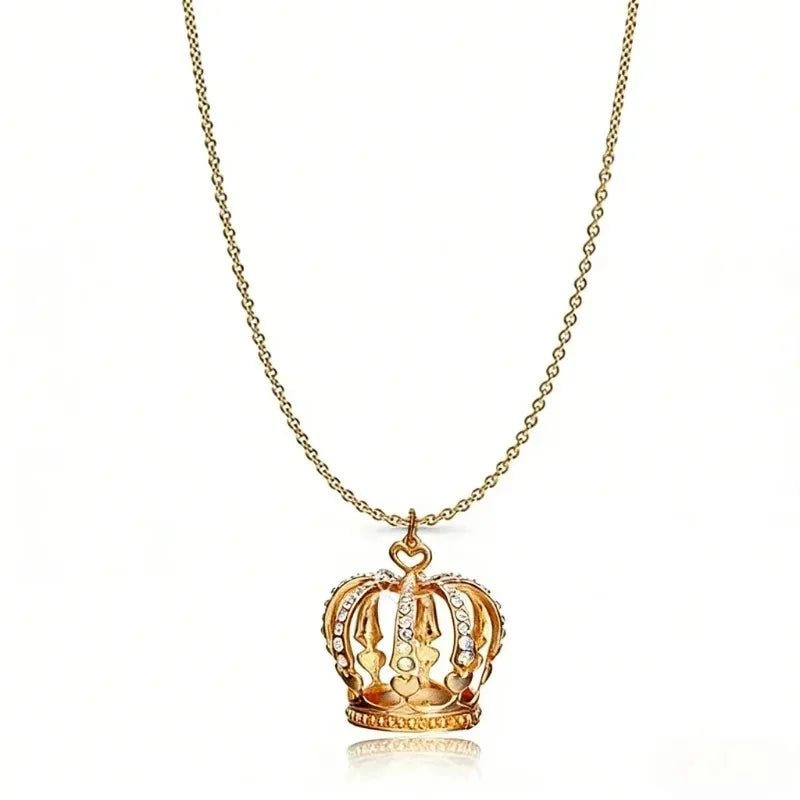 Elegant Crown Pendant Necklace Large Clavicle Chain Sweater Chain Fashion Jewelry Accessory Multiple Colors for Women Girls G