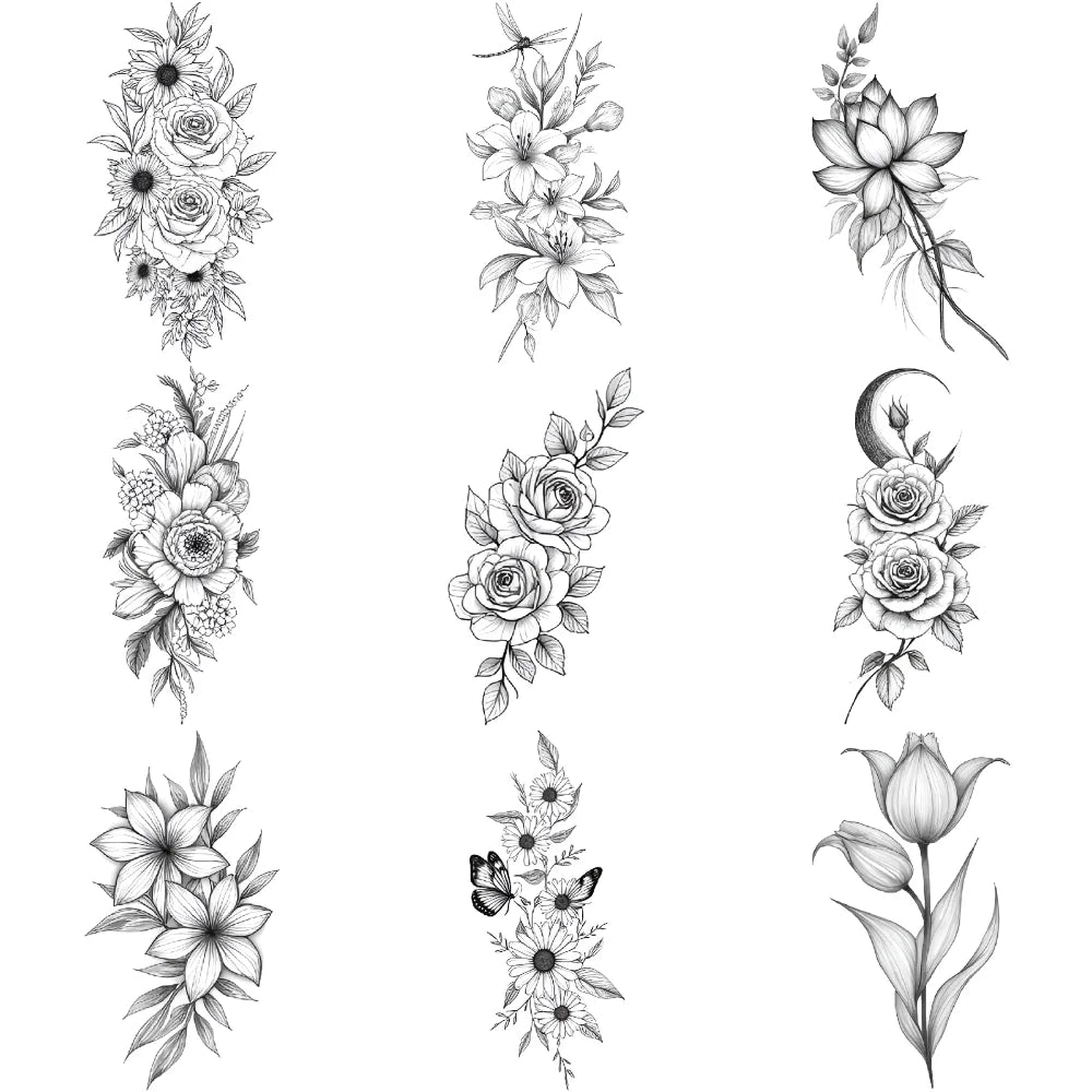 Tattoo Stickers English Word Waterproof Long Lasting Realistic Transfer Temporary Black Letters Feather Body Art For Men Wome