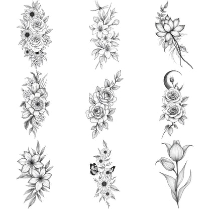 Tattoo Stickers English Word Waterproof Long Lasting Realistic Transfer Temporary Black Letters Feather Body Art For Men Wome