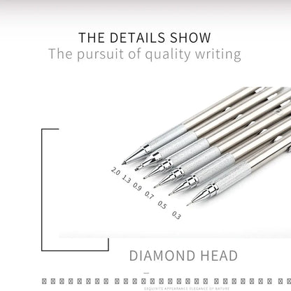Mechanical Pencil Set 0.3 0.5 0.7 0.9 1.3 2.0mm Full Metal Art Drawing Painting Automatic Pencil with Leads Office School Sup