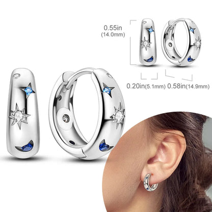 925 Sterling Silver Hoops Earrings Hypoallergenic Hoops Earrings With Zirconia Fashion Jewelry for Women Girls - KTE194
