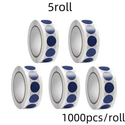 1000 PCS Color Dot Label Sticker Classification Mark Coated Paper Sticker Rolls Kawaii Stationery Aesthetic - Dark blue-5roll