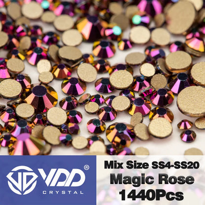 VDD SS4-SS20 Mix Size Clear Crystal Non-Hotfix Gold FlatBack Rhinestones Decorations DIY Glitter Stones 3D Nail Art Accessori