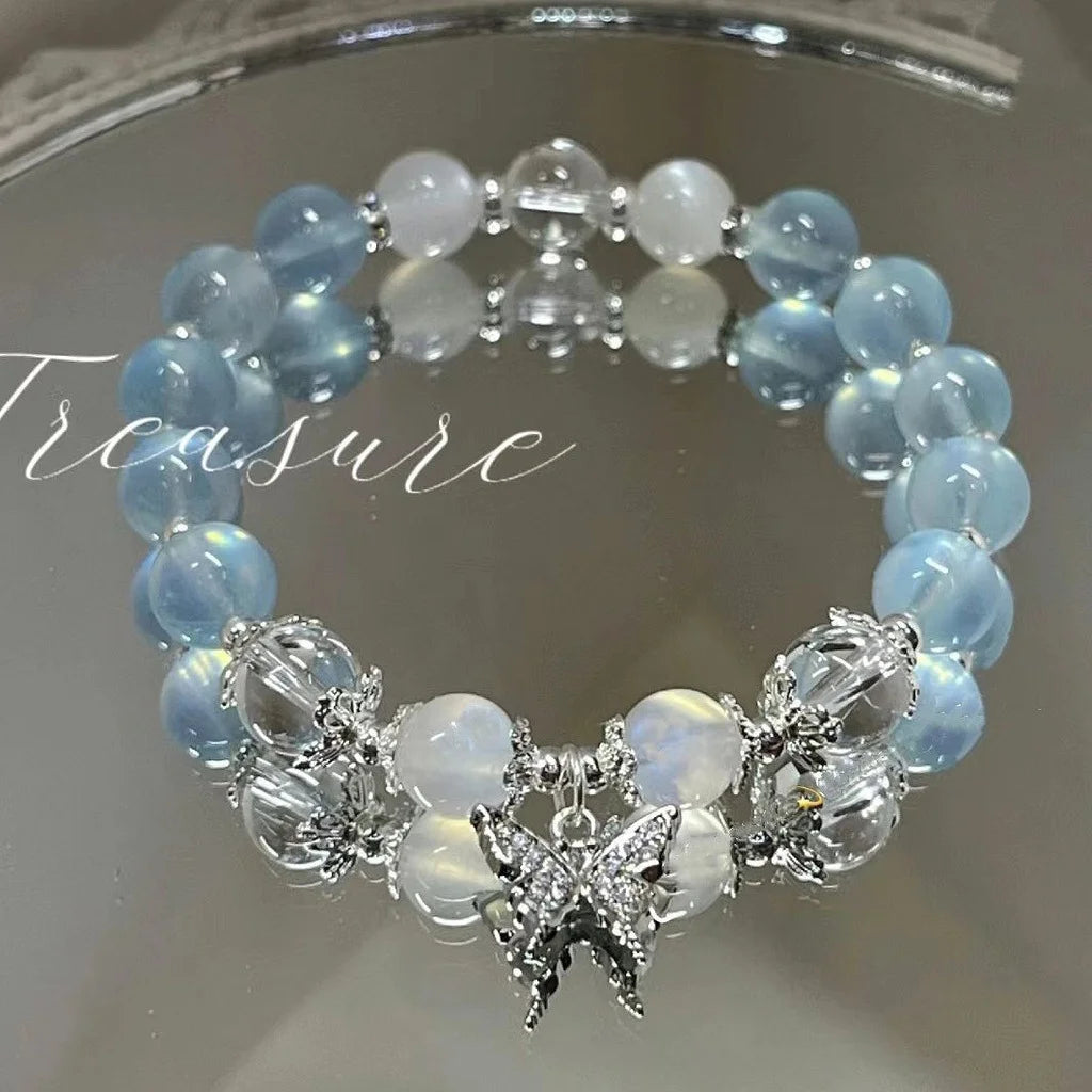 New Simple Beads Crystal Bracelet For Women Girls Korean ins Flower Fox Feather Tassel Bracelets Best Friend Jewelry Gifts 20