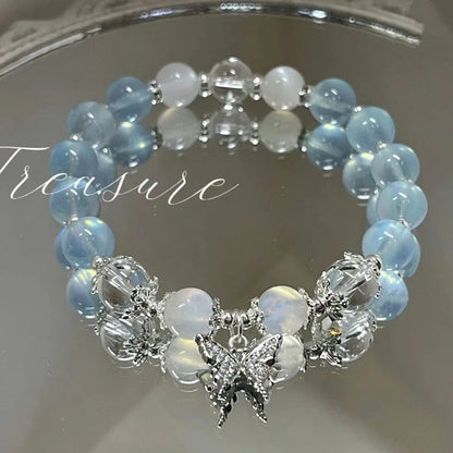 New Simple Beads Crystal Bracelet For Women Girls Korean ins Flower Fox Feather Tassel Bracelets Best Friend Jewelry Gifts 20