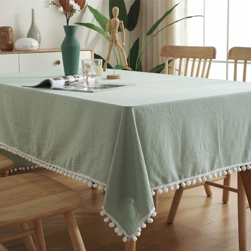 Cotton Fabric Tablecloth Tassels Stitching Washable Table Cloth for Wedding Party Dining Banquet Decoratio Christmas Table Co
