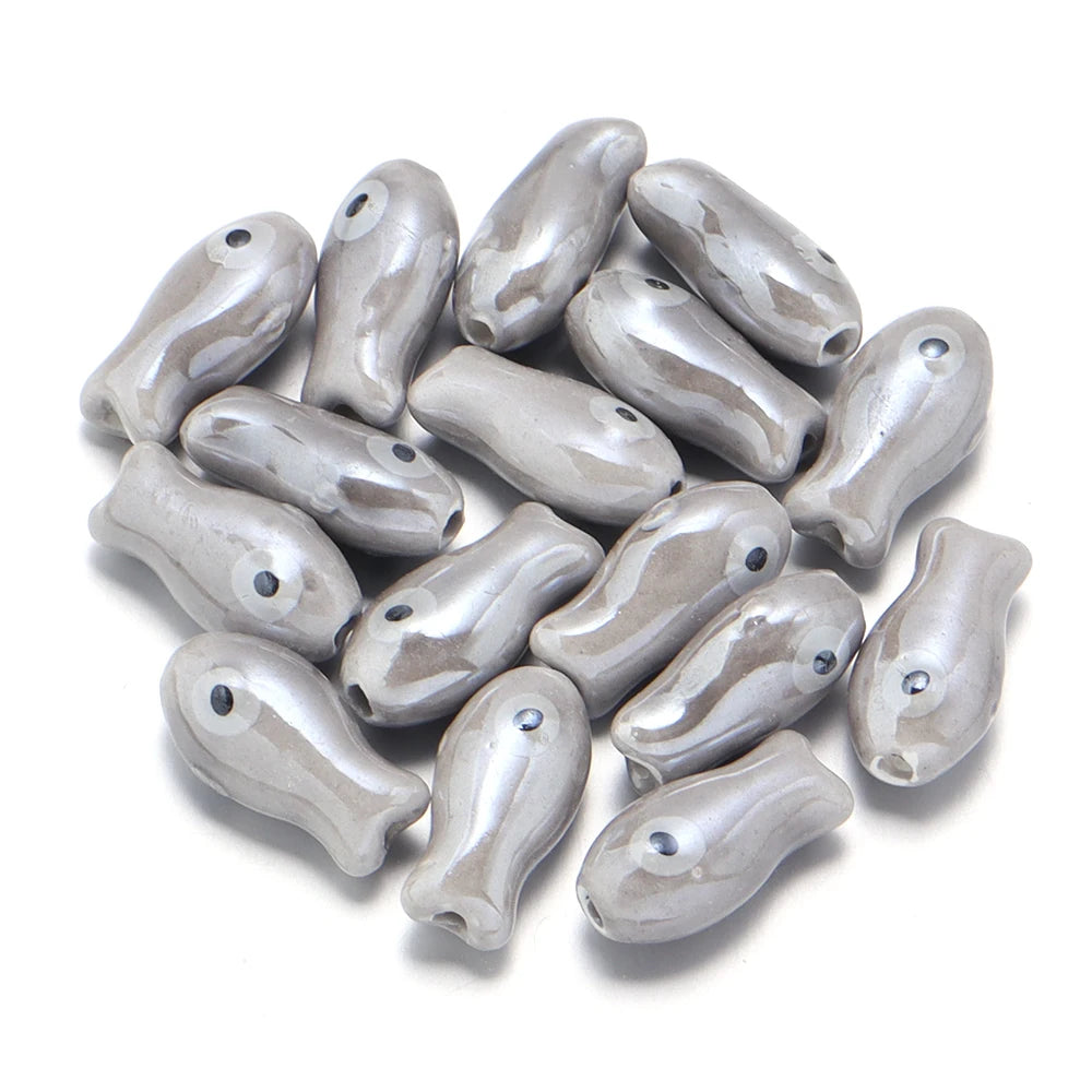 10pcs/lot Retro Small Fish Ceramic Beads Cute Porcelain Loose Spacer Beads For DIY Jewelry Making Necklace Bracelets Accessor