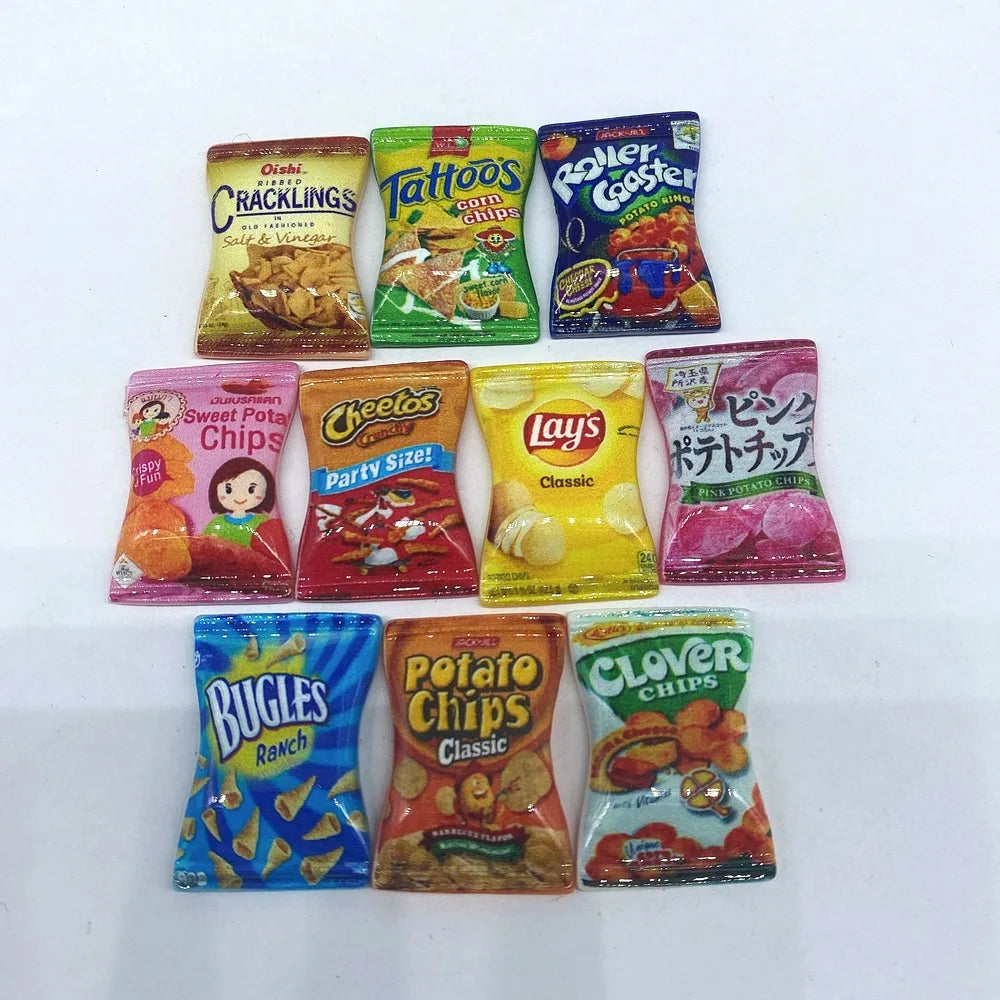 10PCS/Lot 1/6 Scale Dollhouse Miniature Resin Chips Model Mini Snack for Blyth BJD OB11 Doll House Decor Toys Accessories - 1