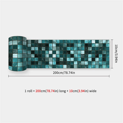 Mosaic Bathroom Waist Line Wall Stickers Waterproof Peel & Stick Art Backsplash Kitchen Office Skirting Line Decor Wallpaper 