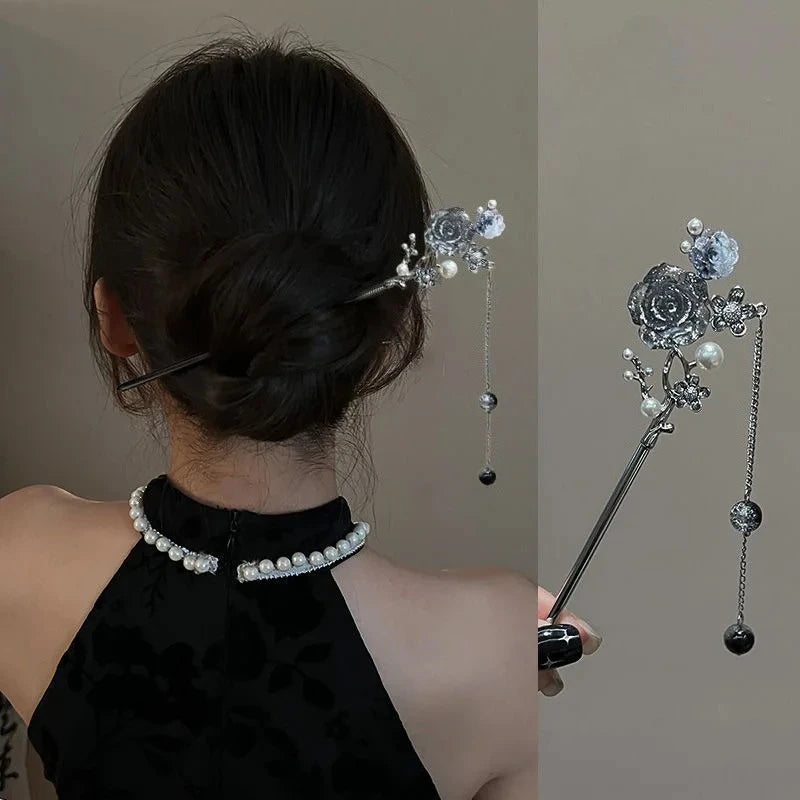 Ancient Chinese Style Elegant Butterfly Tassel Hair Stick for Women Girls Classical Hairpin Chinese Hair Accessories Jewelry 
