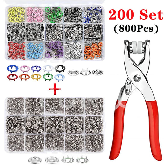 9.5mm Metal Hollow Five-Claw Snap Button For Installing Clothes Bag Sewing And DIY Craft Hand Pliers Tool