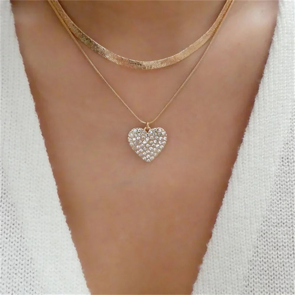 Vintage Punk Gold-plate Thick Chain Head Portrait Coin Pendant Necklace For Women Fashion Multilevel Geometric Hip Hop Jewelr