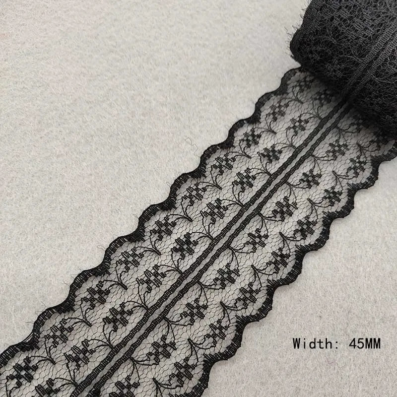 Beautiful 10 Yards/Lot Black Lace Ribbon Tape Quality Lace Trim DIY Embroidered Lace For Sewing Decoration African Lace Fabri