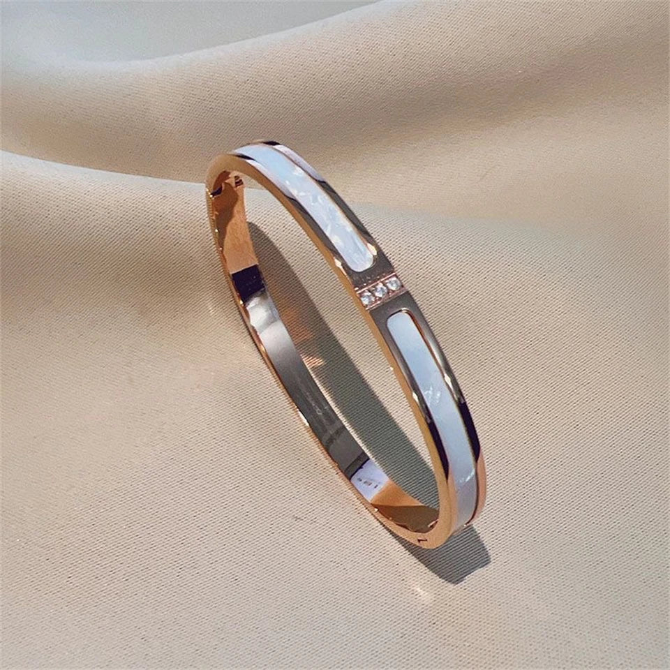 ZAKOL 5/1pcs Sparkling Zirconia Inlaid Stainless Steel Bracelet Set for Women Stackable Bangles Fashion Non Fading Jewelry Gi