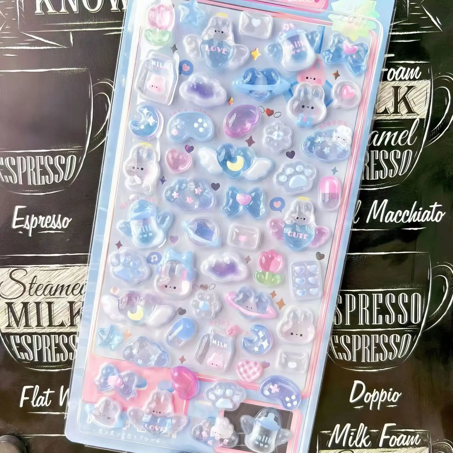 6/10 sheets Funny Sweet Furit cloud Pets Drop 3D Relief Sticker Scrapbooking Diy Diary Decor Stationery Kawaii Stickers