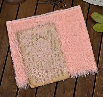 26cm Wide Eyelashes Lace Trim DIY Handmade Decoration Clothing Wedding Dress Lace Skirt Sleeve Accessories Fabric - light pin