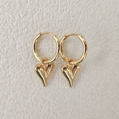 Punk Peach Heart Pendant Earrings for Women Silver Color Simple Fashion Geometric Circular Ear Buckle New Trendy Jewelry Gift
