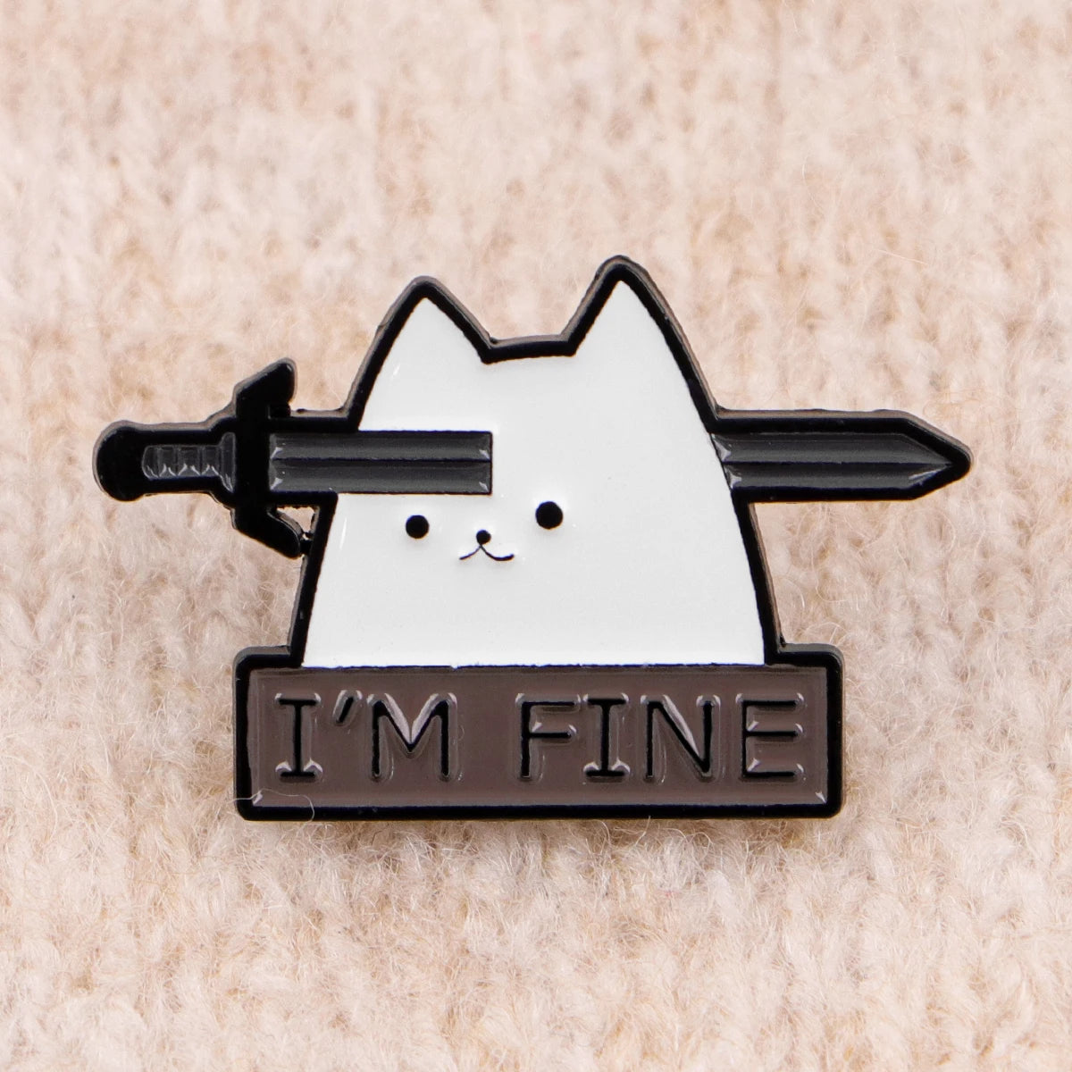 Cute Cat Enamel Pins "FINE"Brooches Metal Lapel Pin Badge Backpack Accessories Jewelry Friend Gifts