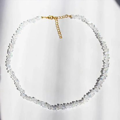 Mulit-cut Glass Crystal Irregular Beaded Choker Necklace for Women Transparent Vintage Collarbone Collar Neck Fashion Jewelry