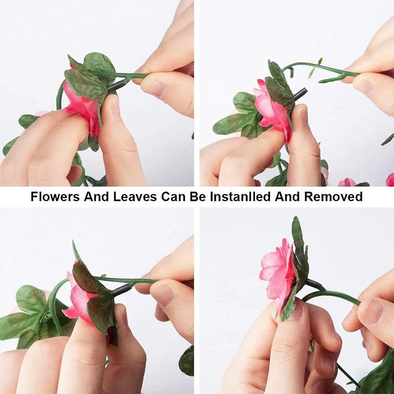 250CM Artificial Rose Flowers for Wedding Home Room Decoration Autumn Garden Outdoor Arch Christmas Rattan DIY Fake Plants Vi