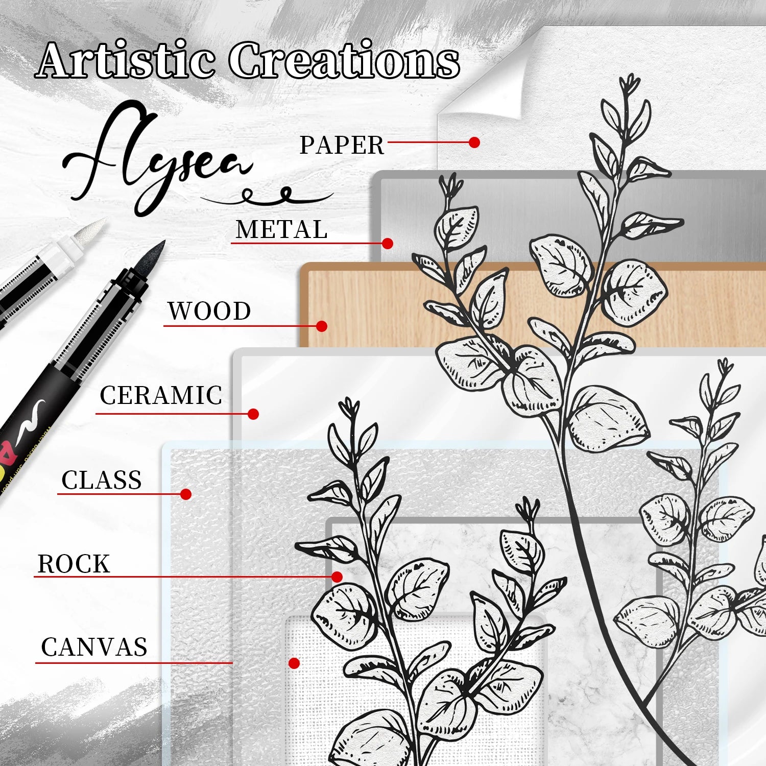 8pcs Black and White Acrylic Paint Markers Set, Large Ink Capacity, Acrylic Markers for Illustration Sketching, Wood, Glass, 