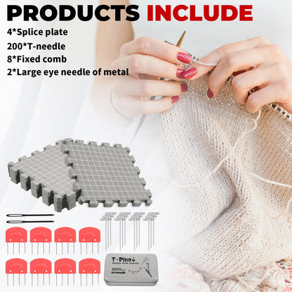 Foam Thick Blocking Boards Kit with Grids Blocking Mat and T-Pins Easy to Install Handmade Knitting And Crochet Accessories