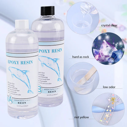 1:1 Clear Epoxy Resin Crystal Clear Art Resin Epoxy 2 Part Epoxy Casting Resin Kit with Measuring Cups, Stick, Silicone Glove