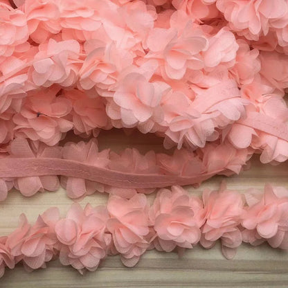 1 Yard Width 5cm 3D Chiffon Flowers Lace Trim Multicolor DIY Lace Ribbon Decor Clothes Accessories Craft Sewing Fabric Suppli