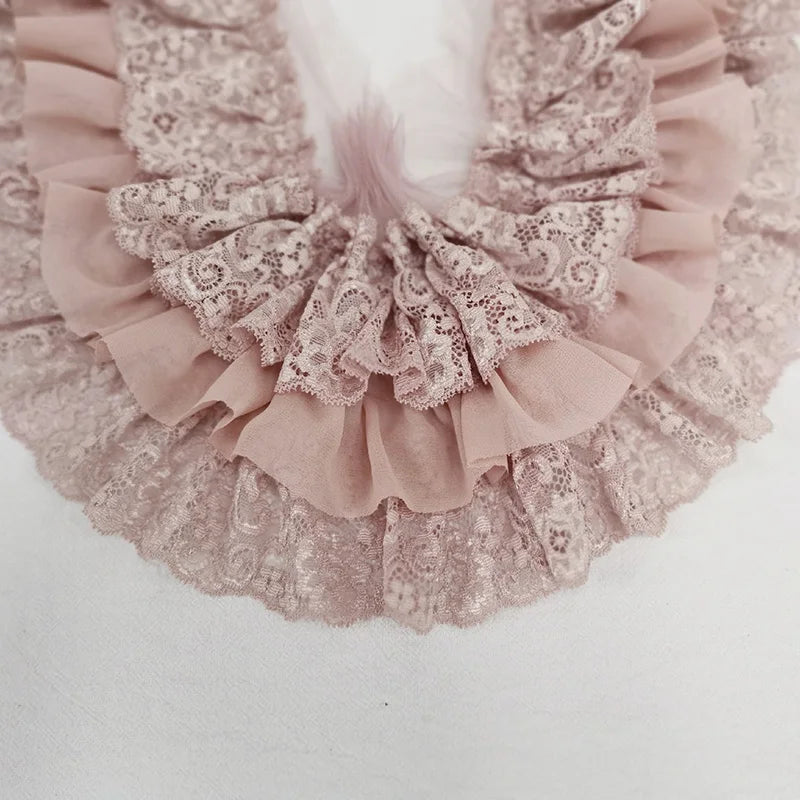 10CM Wide Three Layers Pleated Chiffon Fabric Embroidery Fringe Ribbon Lace Collar Ruffle Trim DIY Apparel Curtains Sewing De