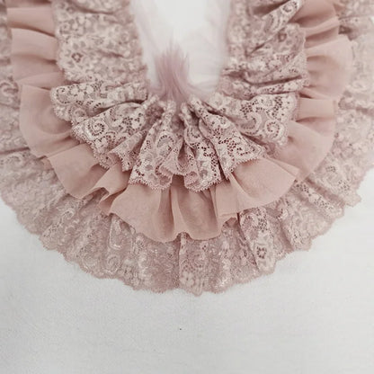 10CM Wide Three Layers Pleated Chiffon Fabric Embroidery Fringe Ribbon Lace Collar Ruffle Trim DIY Apparel Curtains Sewing De