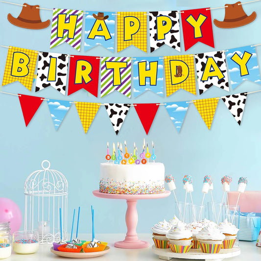 Toys Inspired Story Banner for Toy Birthday Decorations, Two Infinity and Beyond Birthday Decorations, Toy Themed Story Happy