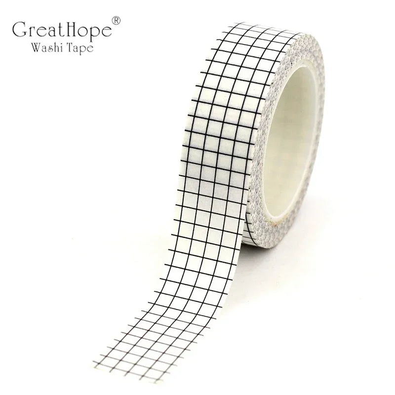 NEW 1PC 10M Decorative Black and White Japanese Washi Tape Set DIY Journaling Adhesive Moon Masking Tape Cute Stationery
