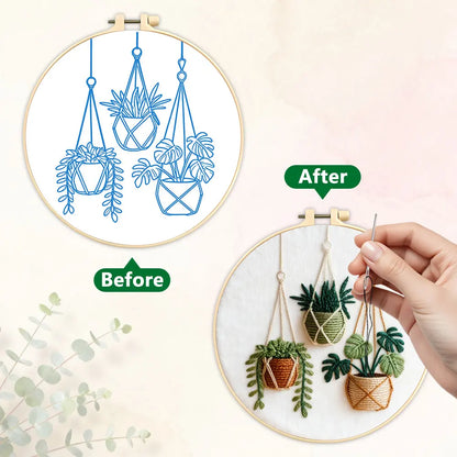 Embroidery Supplies Plant Printed Canvas DIY Crafting Material Pack Cross Stitch Kit Starter Kit For Beginners Home Decoratio
