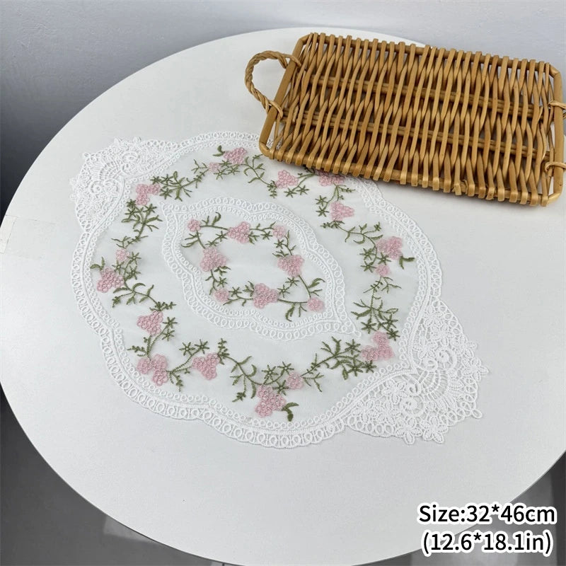 Vintage Lace Coaster Table Cloth Lace Tablecloth Embroidery Placemat Cabinet Furniture Decoration Background Photo Props
