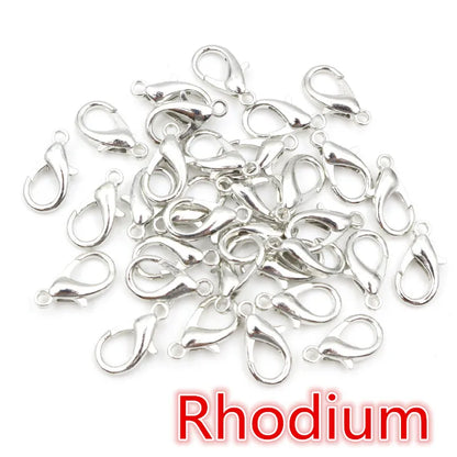 50pcs Small Lobster Clasp Hooks for Necklace Bracelet Chain DIY Jewelry Making Finding Supplies Bronze Gold Silver Plated Bla